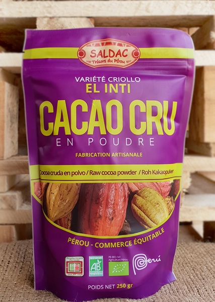 Cacao Cru pur en poudre, bio, 250 g - Saldac