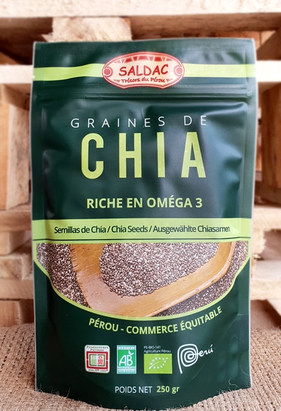 Graines de Chia Bio du Pérou - Sachet de 250g - SALDAC