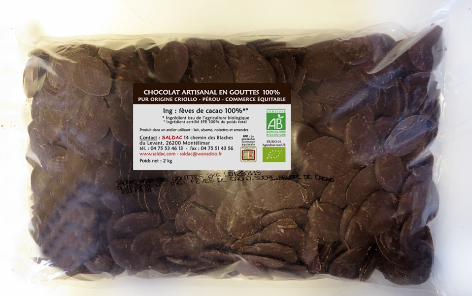 Chocolat couverture noir 60% sans lécithine Bio - Keramis